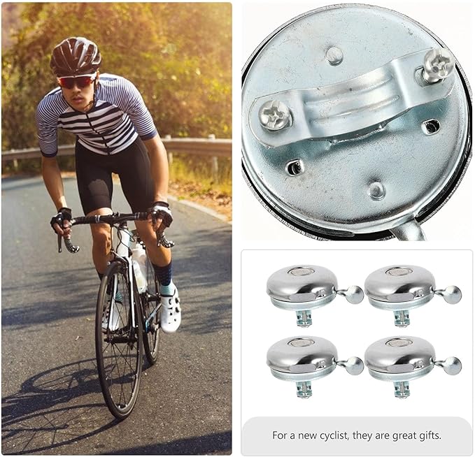 4pcs Vintage Bike Bells for Bike Handlebar 58mm Loud Retro Aluminum Alloy Warning Bells Set for Mountain and Road Cycling Accessories