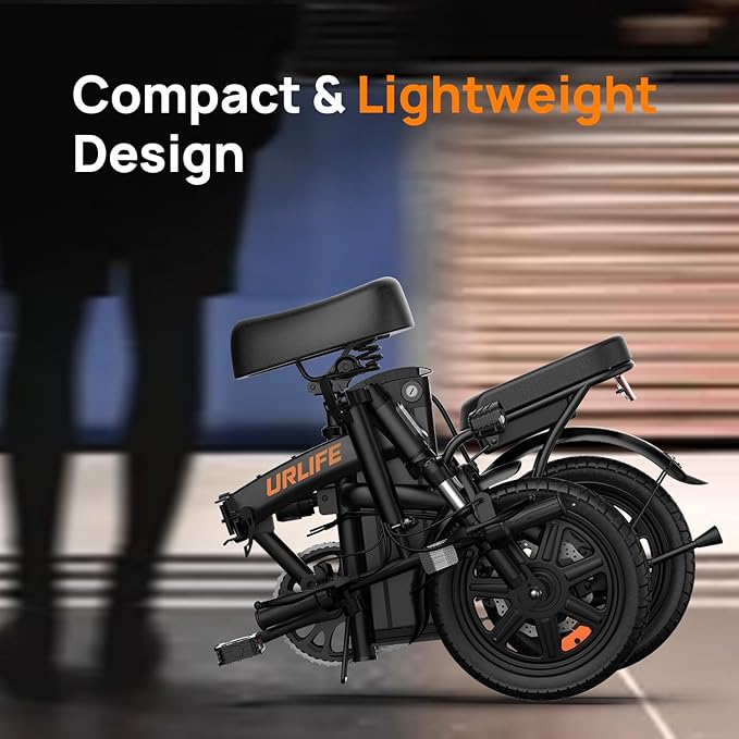 URLIFE Folding Electric Bike for Adults, 14" Portable Commuter ebikes, 20-40 Mile Long Range, 500W Peak Motor, 20MPH, UL 2849 Mini Bikes for Teens