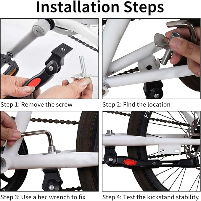Adjustable Bike Kickstand for Kids 16-20 Inch Bicycles - Rustproof Aluminum Alloy with Anti-Slip Foot, Easy Installation, Durable Bicycle Stand