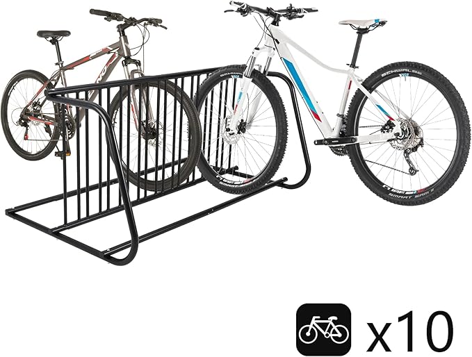 Commercial Grid Bike Rack, 61" Floor Bike Rack, Bicycle Floor Parking Stand, 10-Bike Capacity Power Coated Steel Dual-Sided Bicycle Storage Stand for Garages, Stores, Schools & Universities