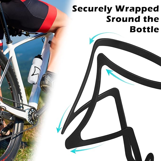 FIFTY-FIFTY 2-Pack Bike Water Bottle Holder, Aluminum Alloy Water Bottle Cage, Lightweight Bicycle Cup Holder Rack with Screws Tool, Universal Bicycle Drink Cage for MTB, Road Bike (Black)