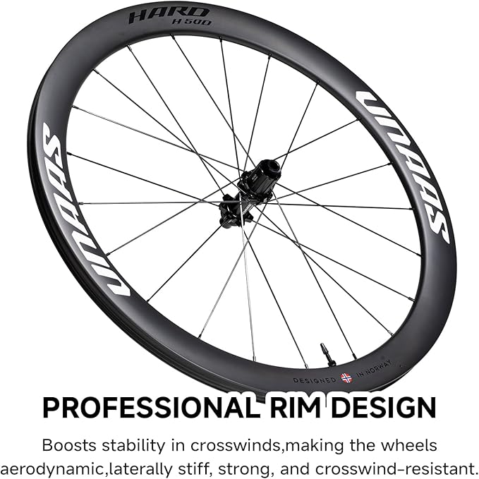 WINSPACE UNAAS Hard Carbon Fiber Wheelset 700C Disc Brake 50mm Depth Ultralight 1609g Road Bike Wheels, Tubeless Ready Pillar 1423 Spoke.