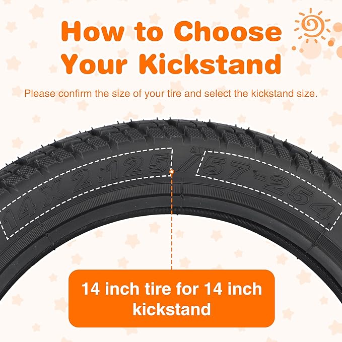 ZUKKA Bike Kickstand 14 Inch for Kids Bike Adjustable Aluminum Alloy Kickstand for Bicycles with Anti-Slip Pad for Kids Bike Universal Fit for Mountain Road Bikes