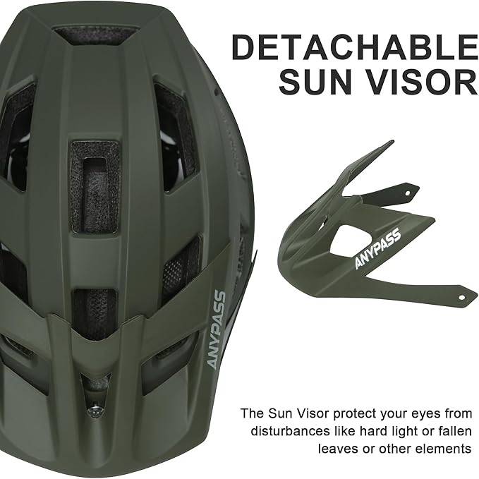 Mountain Bike Helmet Adult Men Women - Ultra Comfort, Super Lightweight Bicycle Helmets, MTB Cycling Gear Biking Accessories with Adjustable Fit & Removable Sun Visor
