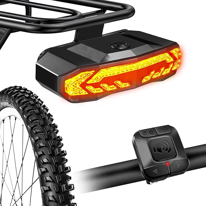 NineLeaf Bike Turn Signals, Turn Signal Kit for Ebike, Bike Turn Signals Front and Rear Auto On/Off Electric Bell Automatic Brake Light Remote Control Rear Light USB Rechargeable IP65 Waterproof