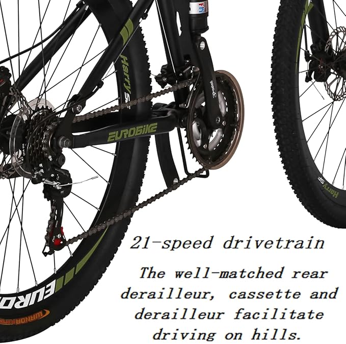 EUROBIKE Folding Bike,Folding Bike for Adults,21 Speed Bike,26/27.5 Inches, Dual Suspension Bike | Dual Suspension Bike