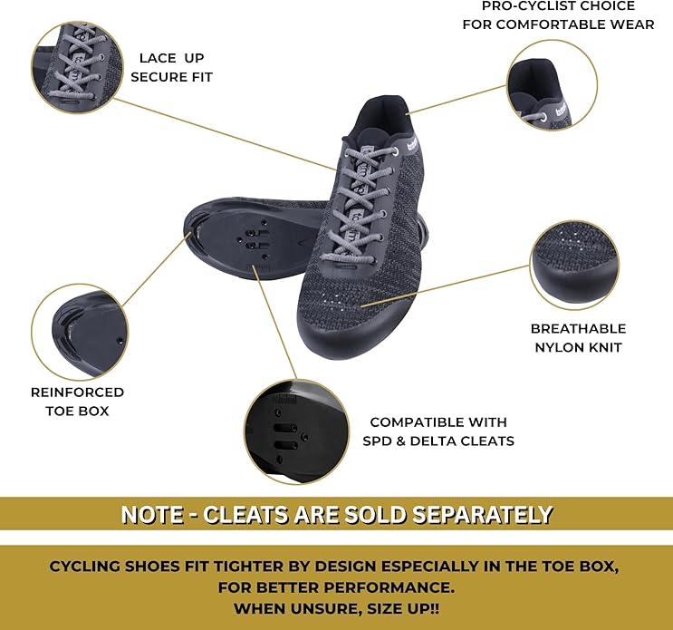 Tommaso Strada Mens SPD & Peloton Shoes—2 in 1 Cycling Shoes—Install Your Own Delta or SPD Cleats for Spin Bikes, Indoor Cycles or Most Mens Bicycles—Explore Bike Accessories