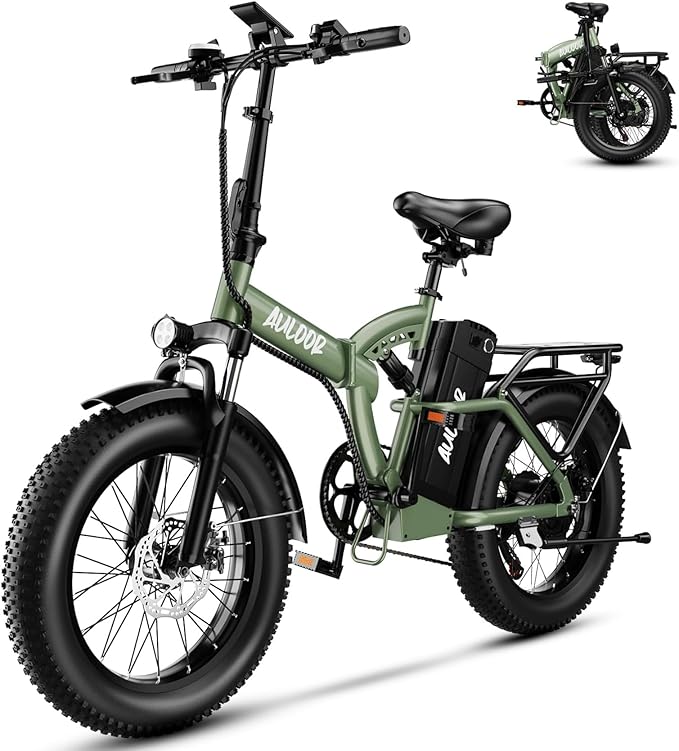 Folding Electric Bike for Adults and Seniors, 1000W Motor 48V 20AH Battery 30MPH 80 Miles, 20" Fat Tire All Terrain Ebike, 7-Speed Commuter E Bike, Step-Thru Electric Bicycle for Women and Teens