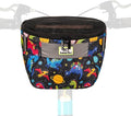Kids Bike Basket,Durable Front Frame Bicycle & Scooter Basket Bag,Waterproof Fabric Bicycle Handlebar Bag for Boys, Girls, Toddlers with Zipper Mesh Lip (Dinosaur)