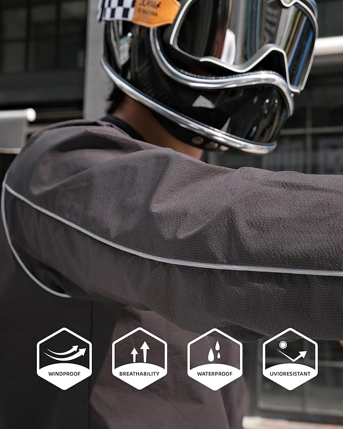 IRON JIA'S Motorcycle Jacket Windproof Liner, Water-Repellent, UPF 40+ Sun Protection, Breathable, Compact and Packable (No Armor) M