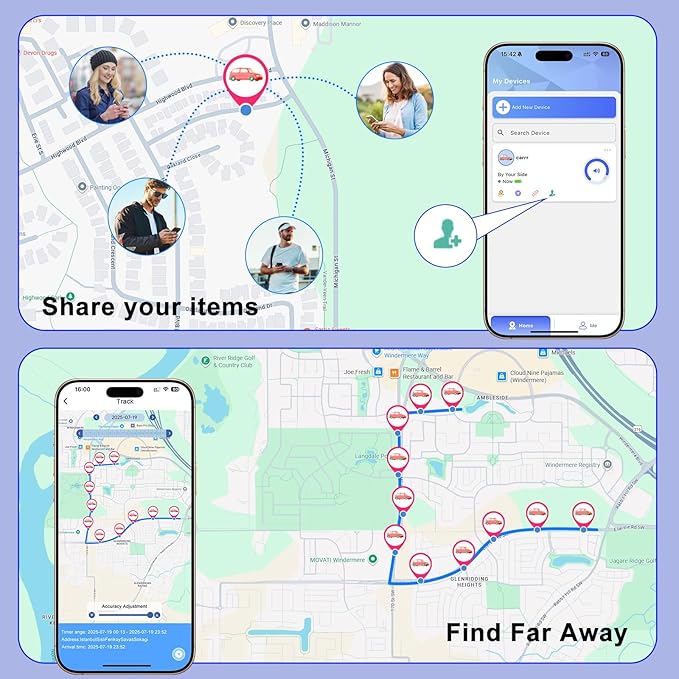 GPS Tracker for Vehicles with Magnetic Case Work with Find My (iOS Only)-No Monthly Fee Subscription No SIM Card Required, Waterproof,Real-Time GPS Tracking Devices or Cars, Trucks, Anti-Theft(Black)