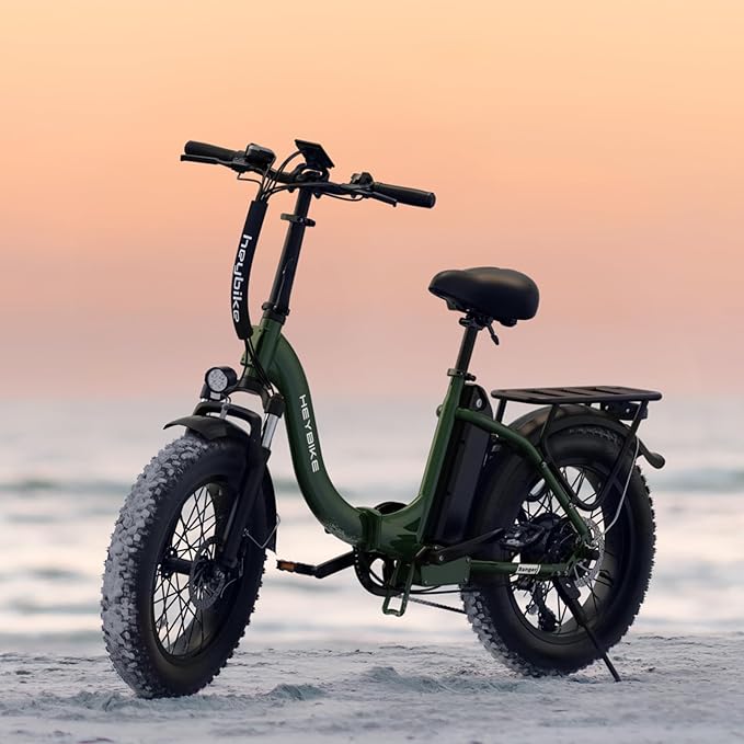 Heybike Ranger 2.0 Foldable Electric Bike for Adults, 20"×4 Fat Tire Ebike with 1400W Peak Motor, 28 MPH Max Speed, 600Wh Removable Battery, Up to 65 Miles Range, Front Suspension Step-Thru E Bike