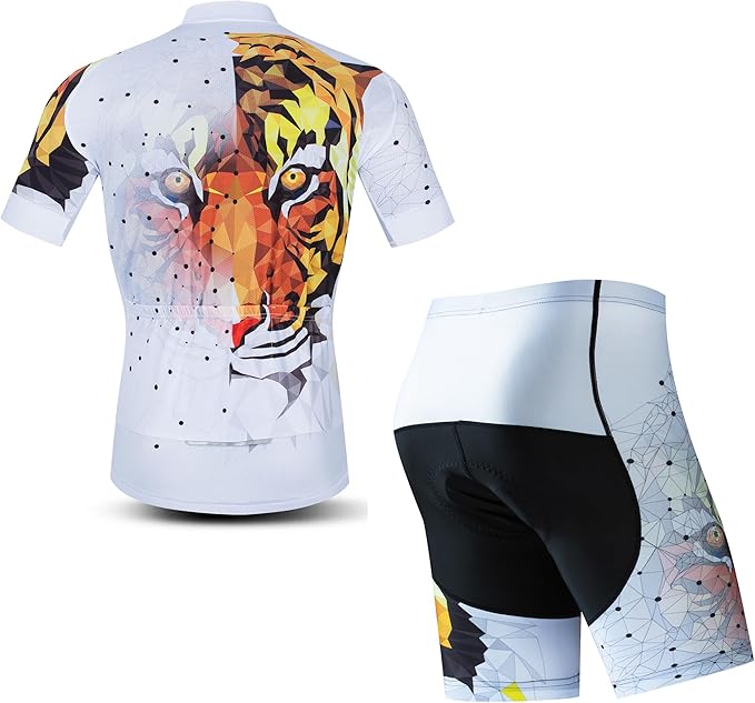 JPOJPO Cycling Jersey Men Set Bike Shirt Kit Short Sleeve Clothing Tops+5D Padded Shorts Summer Breathable Quick-Dry S-3XL
