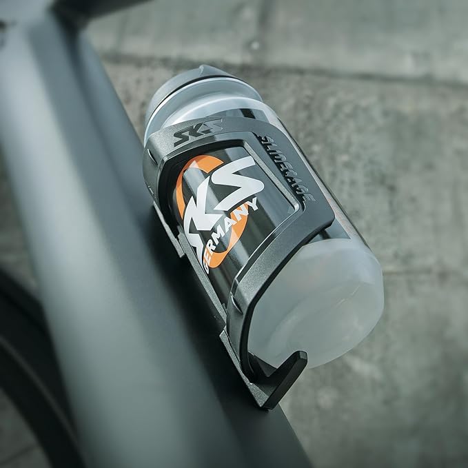 SKS Germany SLIDECAGE Side and Top Access Bicycle Bottle Cage - Modern Design - Fits All Bike Bottles, Ideal for Tight Frames, Black
