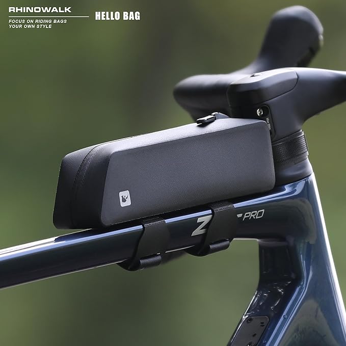 Bike Top Tube Bag Waterproof Small Top Tube Bag with Zipper Fully Waterproof and Stable Bicycle Frame Bag Professional Cycling Accessories for Mountain Road Bike Black