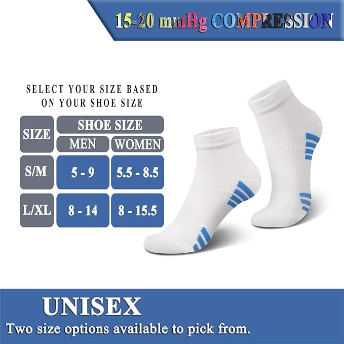QUXIANG Compression Socks for Women & Men Circulation 3/6/7 Pairs Arch Ankle Support 15-20 mmHg Best for Running Cycling