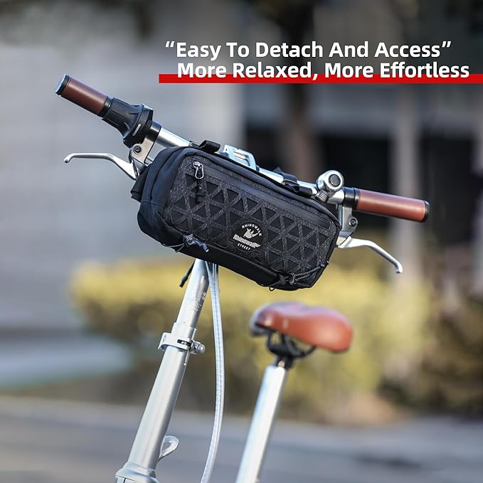 Bike Handlebar Bag 1.9L, Front Bicycle Storage Bag with Shoulder Strap, Quick Release Handlebar Pouch for Road Bike, MTB, Brompton Folding Bike, Commuting & Travel (Black)