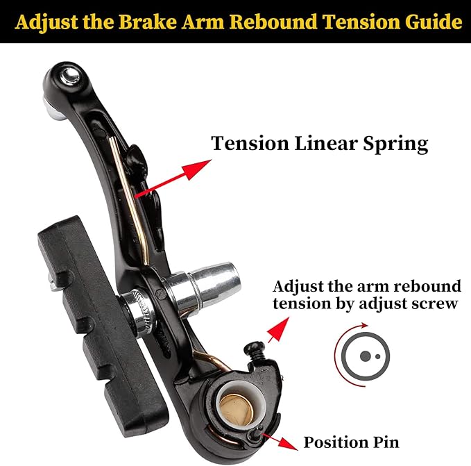 RUJOI Bike Brakes Set,Mountain Bike V Brakes Type,V-Brake Replacement Set for MTB, Road Bike,BMX,E Bike Black (2 Pack)…