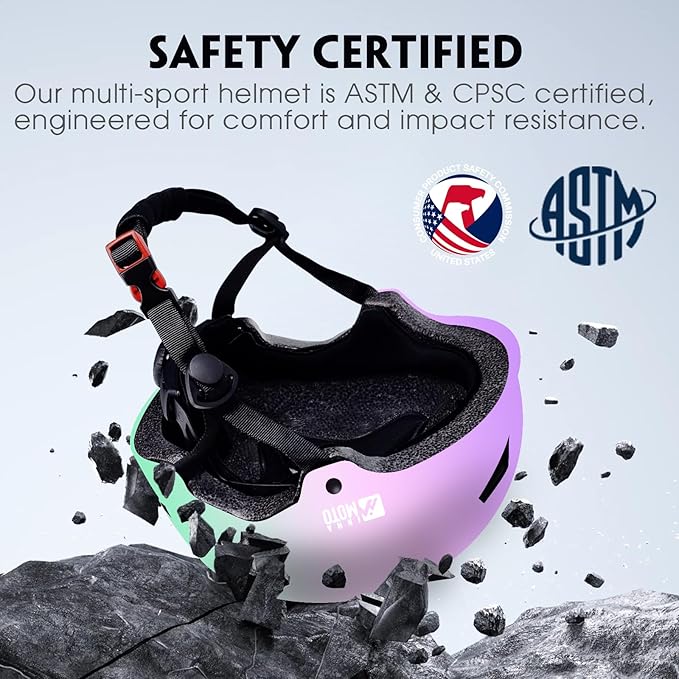Skateboard Helmet for Adults - Adjustable Certified Safety Adults Helmet for Skateboarding Bike Bicycle Scooter Cycling Skate Skating Multisport Helmets for Women Men Boys Girls Kids Youth