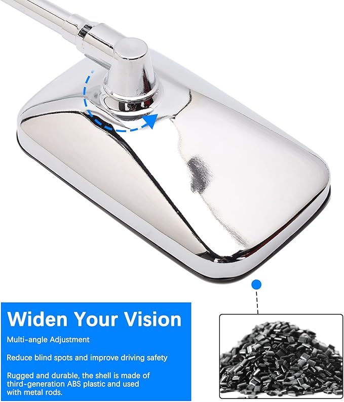 DREAMIZER Chrome 10MM Motorcycle Mirror with 8mm Adapter Compatible with Honda Rebel Shadow Spirit Aero Arrow 600 750 1100 VTX1800 Magna V Star Vulcan Intruder 800 - Rectangle