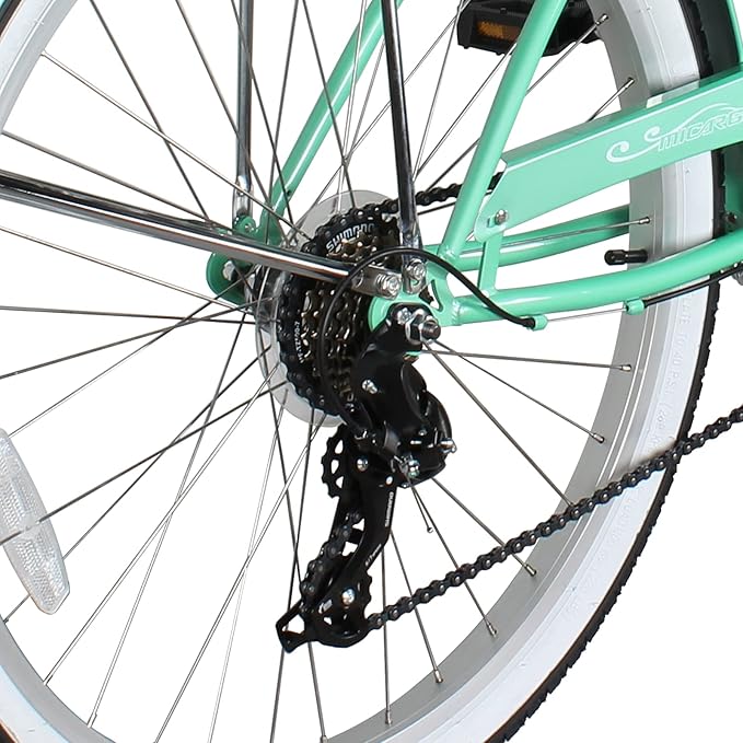 MICARGI 24/26 Inch Adult Cruiser Bicycle Hybrid Bike 1/7 Speeds Commuter Bike for Women, Men, Seniors,Step-Through or Step-Over Bike Steel Frame Multi Colors Style