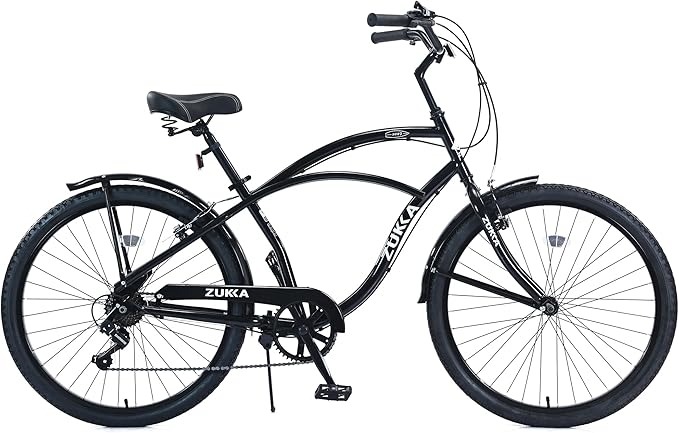 26 Inch Beach Cruiser Bike for Women/Girls/Men/Senior/Adults, City Hybrid Bike 7 speeds Steel Frame Commuter Bike for Women Men Senior, 7 Colors