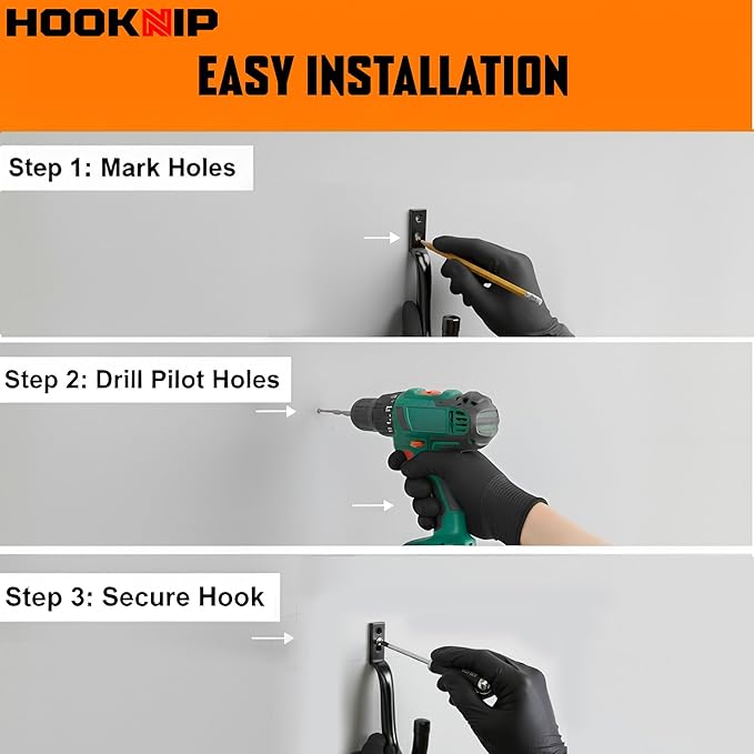 Pack 20 Garage Hooks Heavy Duty | Multi-Sized Wall Mount Tool Hangers with Anti-Rust PVC Coating | Heavy Duty Wall Hooks for Bikes, Ladders, Garden Tools, and More