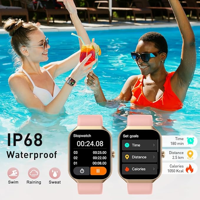 Smart Watch(Answer/Make Call), 1.96" HD Smartwatch for Men Women, 2026 New Fitness Watch with 112+ Sport Modes, Heart Rate, Sleep Monitor, Pedometer, IP68 Waterproof Activity Tracker Pink