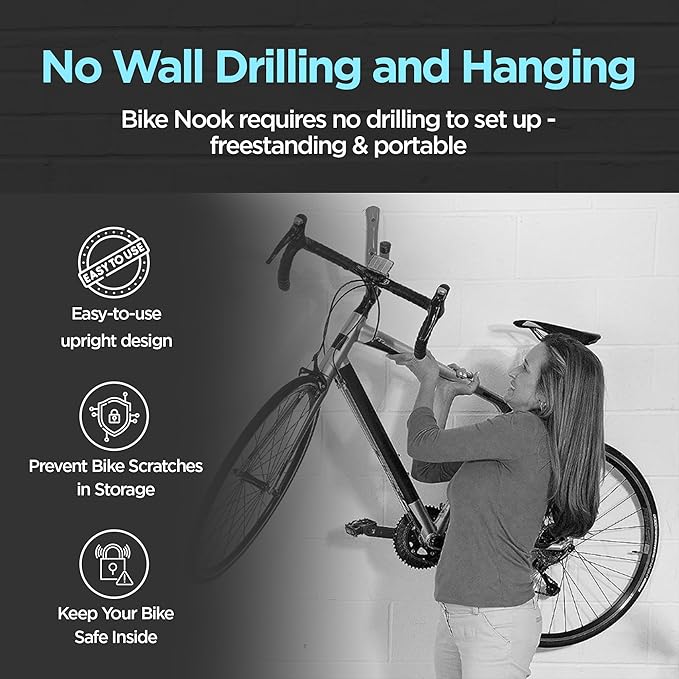 Bike Nook Bike Stand & Vertical Storage Rack with Connector (2 Pack), The Original Vertical Bicycle Floor Stand for Garage, Indoor and Outdoor Storage, Perfect Bike Accessories for Small Spaces