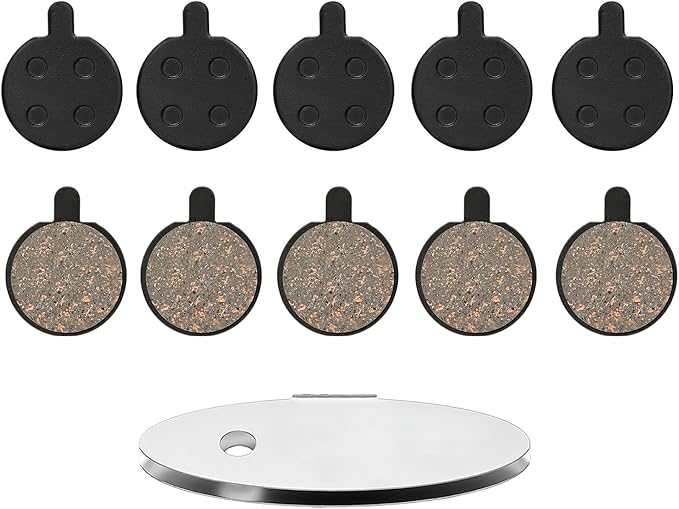 5 Pairs Bike Brake Pads, Low Noise Disc Brake Pads for Mountain Bicycles, Ebikes, Scooters - Semi-Metallic Resin Braking Pads Kit with Smooth Performance and Easy Installation