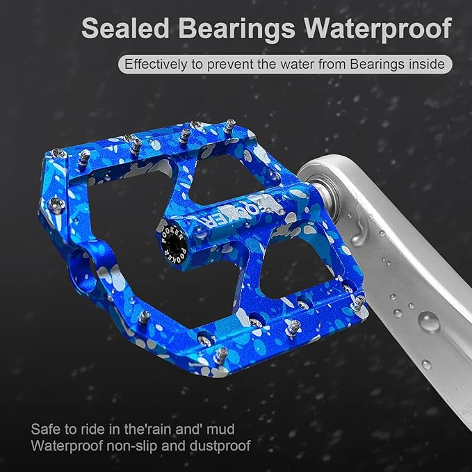 FOOKER Bike Pedals Non-Slip Aluminum Alloy MTB Mountain Bike Pedals 3 Bearing 9/16" for Road BMX MTB Bikes