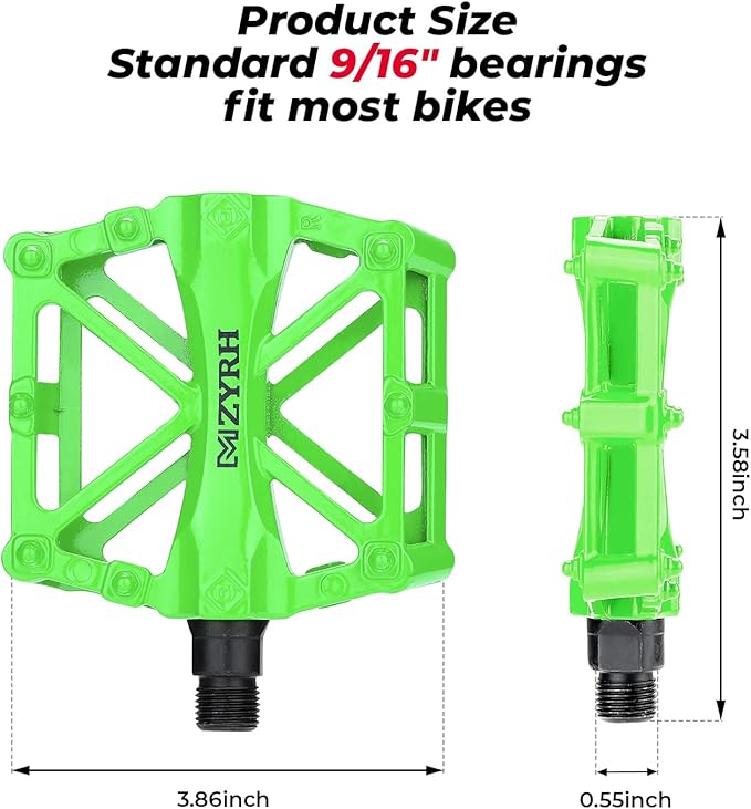KEMIMOTO Mountain Bike Pedals MTB Bicycle Flat Pedals, 9/16'' CNC Aluminum Durable Sealed Bearing for Most Bikes BMX MTB Enduro Downhill Trail (Two Pack)