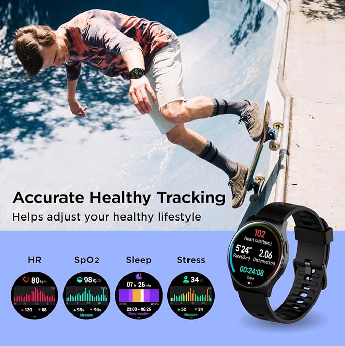 BENIO Smart Watch (Answer/Make Call), AI Watch Faces, 1.43" AMOLED with AOD, IP68 Waterproof Fitness Tracker, 24/7 Heart Rate/SpO2/Sleep Monitor/Stress, 110+ Sports Modes, Compatible Android & iOS