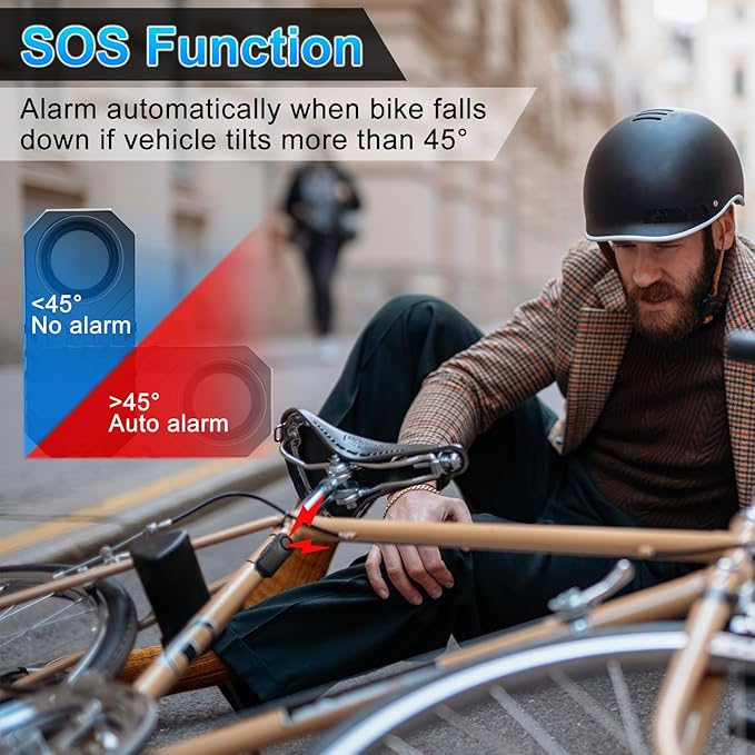 10PK Bike Alarm for Ebikes,Electric Scooter Alarm, Bike Alarm with Remote, Motorcycle Alarm Anti-Theft Vibration Motion Sensor Security Alarm System 113dB Loud IP65 Waterproof SOS Function