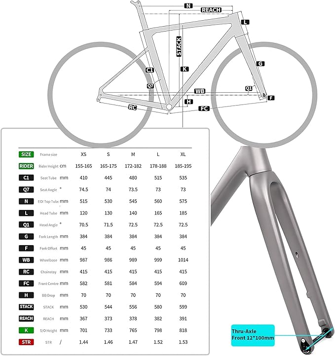 700C Road Bike Frameset 41cm 45cm 48cm 51cm 54cm Aluminum Alloy Disc Brake Frame with Carbon Fibre Fork Thru Axle F12x100mm R12x142mm Internal Routing BSA BB68mm