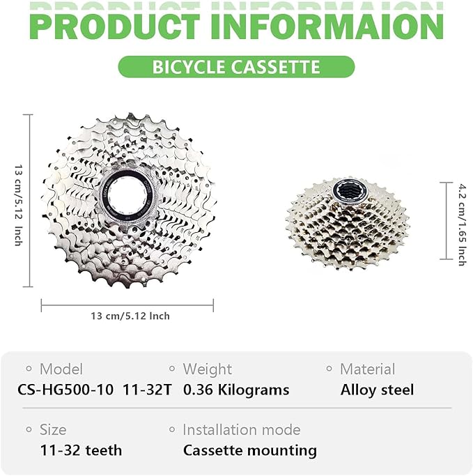 Bike Cassette 10 Speed Cassette Sprockets CS-HG500-10 Bike Sprocket for Mountain Bike Folding Bike Commuter Bike
