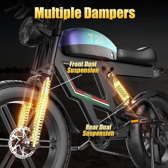 ASKGO Electric Bike for Adults, 2500W Peak Motor, 33 MPH & 65-100 Miles Range, 48V 20AH Removable Battery, 20" Fat Tire Dirt Bike, Dual Suspension Off-Road E-Bike with NFC/Password Unlock