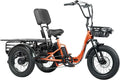 Folding Electric Tricycle for Adults 2 Seater, 22MPH 100 Miles 4" Wide Fat Tire Electric Trike, 3 Wheel Electric Bike 1200W, 48V 20AH Battery, 550LBS Load, Reverse, Parking, Differential, UL Certified