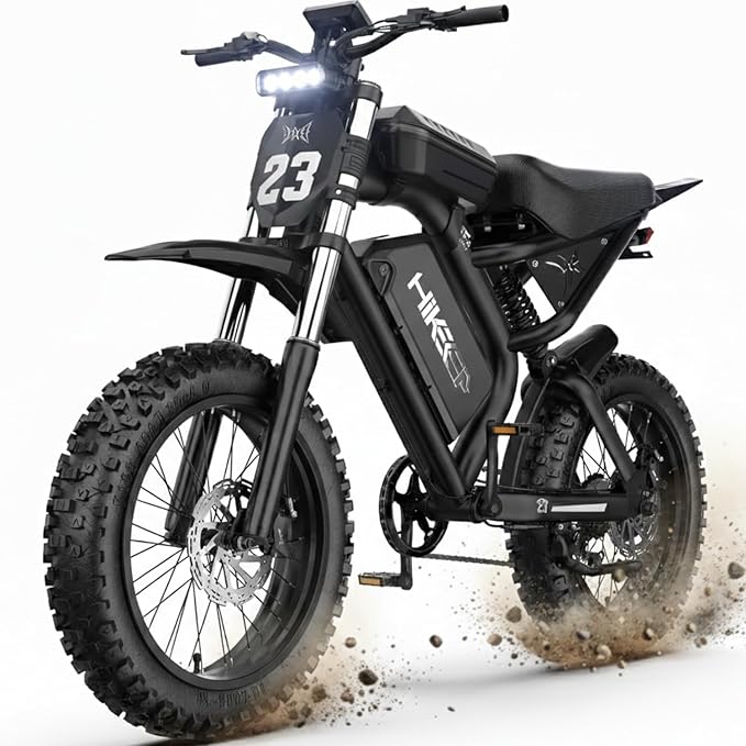Electric Dirt Bike for Adults, 1500W-3000W Peak Ebike, 16"/20" Fat Tire All-Terrain E-Bike, Dual Suspension Off-Road Racing Machine for Camping & RV Travel, 48V/52V, UL 2849 Certified