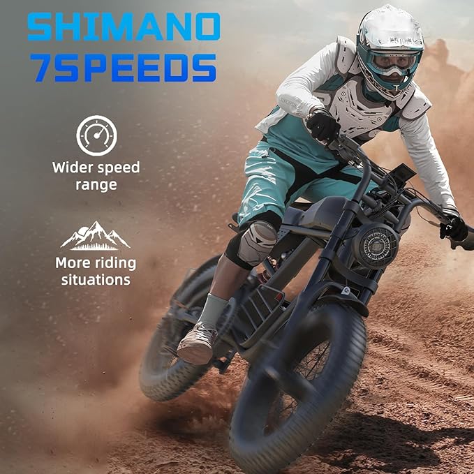 Electric Bike for Adults FX20, 3000/1500W, 37/35MPH Fast E-Bike, 48V 25Ah/18.9Ah Battery, 40-80 Miles Long Range Electric Motorcycle, 20" Fat Tire Dirt Bike, UL 2849 GCC All Terrain Mountain Snow
