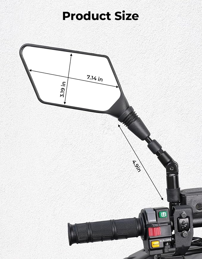 KEMIMOTO ATV Mirrors, 8MM 10MM Foldable Motorcycle Mirrors with 7/8" Handlebar Mounts, Clear Vision fit ATV Motorcycle Scooter Bike, Compatible with Polaris Sportsman, Outlander, Raptor