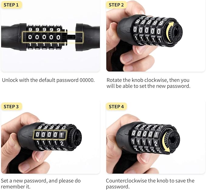 Favoto Bike Chain Lock, 5 Digit Combination Anti-Theft Bicycle Lock, 3.3 feet Long, Ideal for Outdoor Motorcycle E-bike Bikes Gate Fence Ladder Lawn Mower