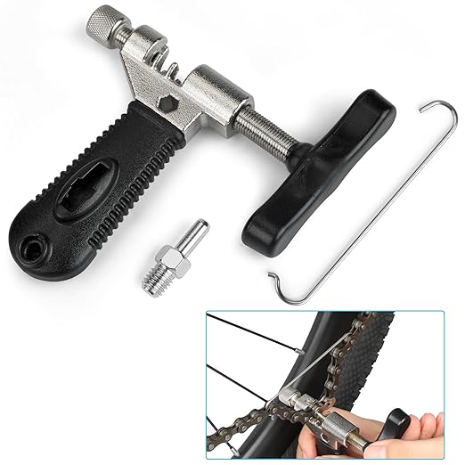 Bike Chain Tool Kit with 6/7/8 Speed Chain, Bike Chain Breaker with Hook, Link Plier and 6 Pairs Bicycle Buckle for Road Mountain Racing Cycling