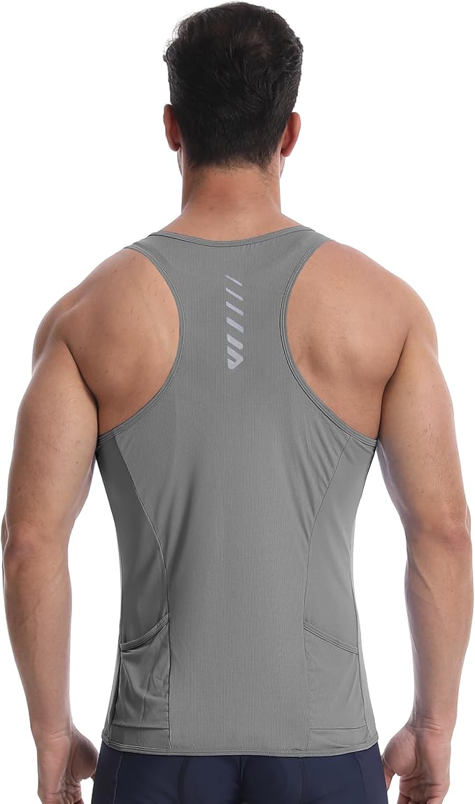 Lo.gas Sleeveless Cycling Jersey Men, Biking Base Layer Breathable and Lightweight with Back Pocket Sports Vest