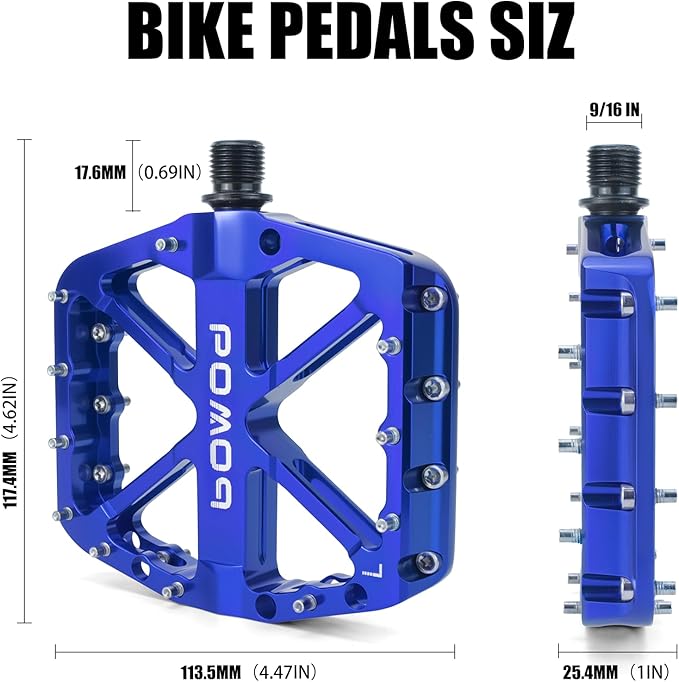 Bike Pedals 9/16" Lightweight Non-Slip Bicycle Platform Pedals - Fits Most Adult Bikes & Mountain Bikes &MTB, Road Bikes and Slip-Resistant Design