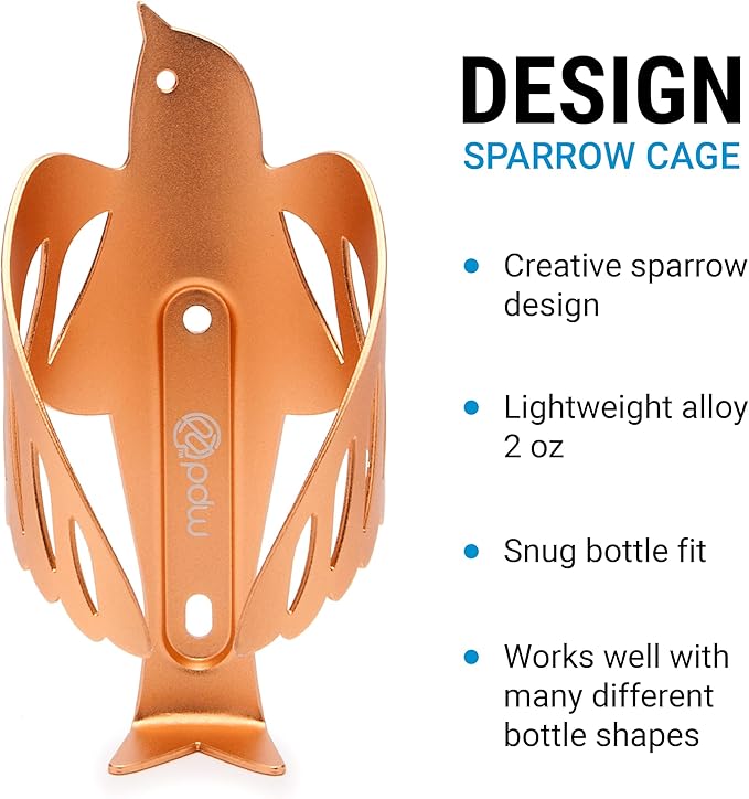 Portland Design Works Water Bottle Cage - Lightweight Water Bottle Holder for Bikes, Sparrow Cage, Copper