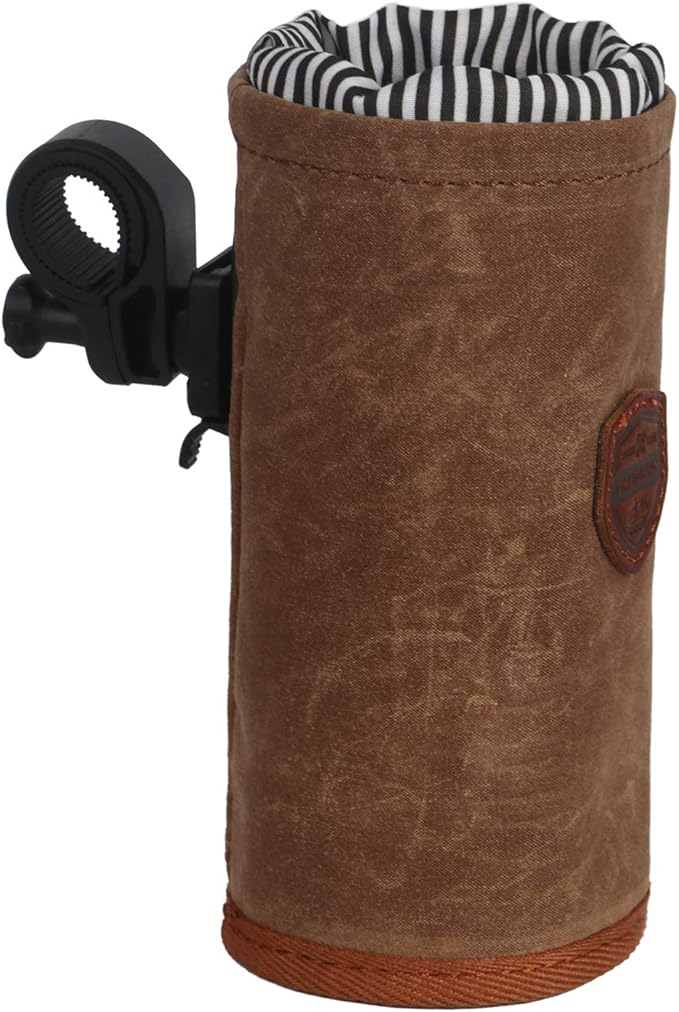 Tourbon Bike Handlebar Pouch Bicycle Water Bottle Drink Cup Holder - Canvas and Leather