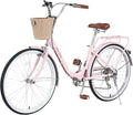 22/26 Inch Women's Bike Beach Cruiser Bike for Women/Girls，City Hybrid Bike 7 Speeds Adult Bicycle Commuter Bike for Women Men,4 Colors