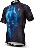 Men Cycling Jersey Skull Bike Short Sleeve Tops Quick-Dry Reflective 3-Pockets S-3XL
