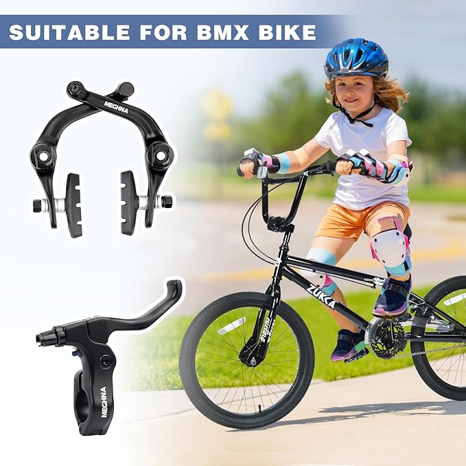 Bike U-Brakes Set Right Brake Lever with Rear Cable Brake Pads Rim Brake for 22.2 mm Handlebar Suitable for BMX Bicycle